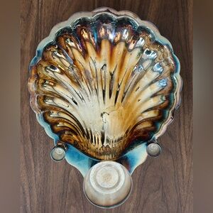 Vintage silver clam shell server